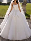 Ball Gown/Princess Straight Tulle Floor-length Wedding Dress With Appliques Lace #UKM00027456