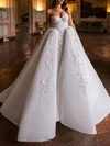 Ball Gown/Princess Sweetheart Organza Cathedral Train Wedding Dress With Appliques Lace #UKM00027457