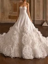 Ball Gown/Princess Sweetheart Satin Cathedral Train Wedding Dress With Flower(s) #UKM00027458