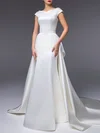 Ball Gown/Princess V-neck Satin Watteau Train Wedding Dress #UKM00027522