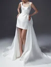 Ball Gown/Princess Square Neckline Satin Watteau Train Wedding Dress #UKM00027524