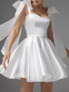 Ball Gown/Princess Sweetheart Satin Short/Mini Wedding Dress With Bow #UKM00027529