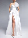 Ball Gown/Princess Square Neckline Satin Floor-length Wedding Dress With Flower(s) #UKM00027531