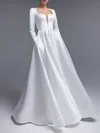 Ball Gown/Princess Square Neckline Satin Floor-length Wedding Dress #UKM00027541