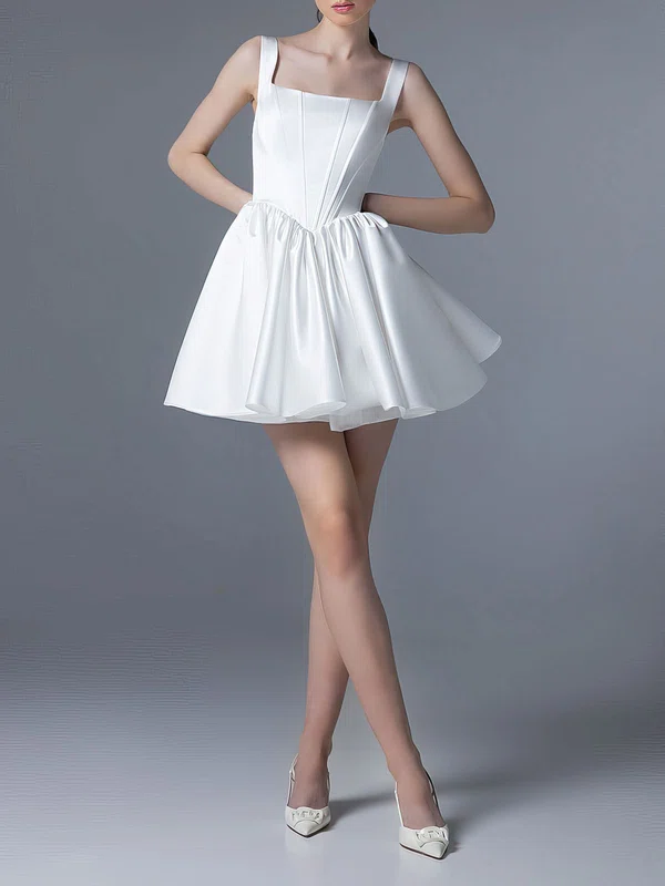 Ball Gown/Princess Square Neckline Satin Short/Mini Wedding Dress #UKM00027557