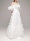 Ball Gown/Princess Off-the-shoulder Organza Floor-length Wedding Dress With Ruffles #UKM00027569