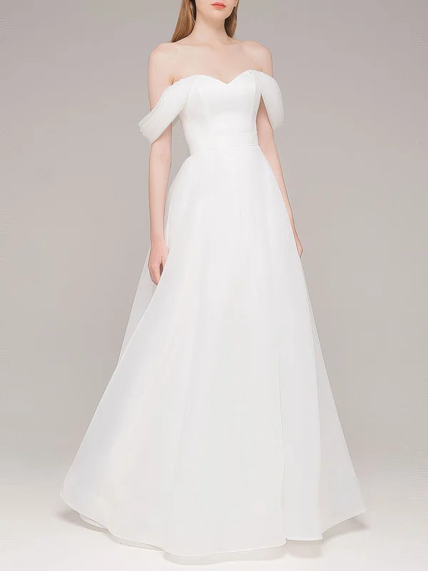 Ball Gown/Princess Off-the-shoulder Organza Floor-length Wedding Dress #UKM00027570