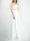 A-line Square Neckline Satin Floor-length Wedding Dress With Split Front #UKM00027573