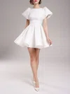 Ball Gown/Princess Scoop Neck Satin Short/Mini Wedding Dress #UKM00027574