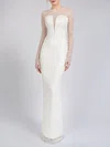 Sheath/Column Illusion Lace Satin Floor-length Wedding Dress With Split Back #UKM00027584