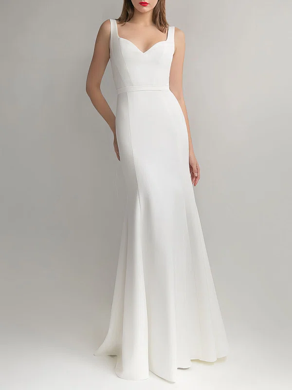 Trumpet/Mermaid V-neck Stretch Crepe Floor-length Wedding Dress #UKM00027585