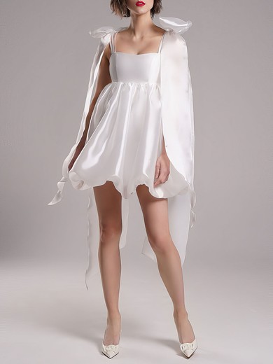 A-line Sweetheart Satin Short/Mini Wedding Dress #UKM00027587