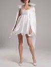 A-line Sweetheart Satin Short/Mini Wedding Dress #UKM00027587