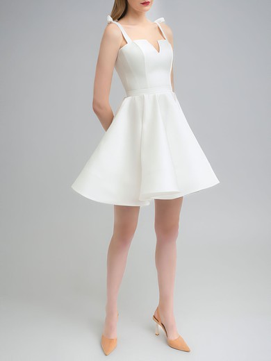 Ball Gown/Princess V-neck Satin Short/Mini Wedding Dress #UKM00027594