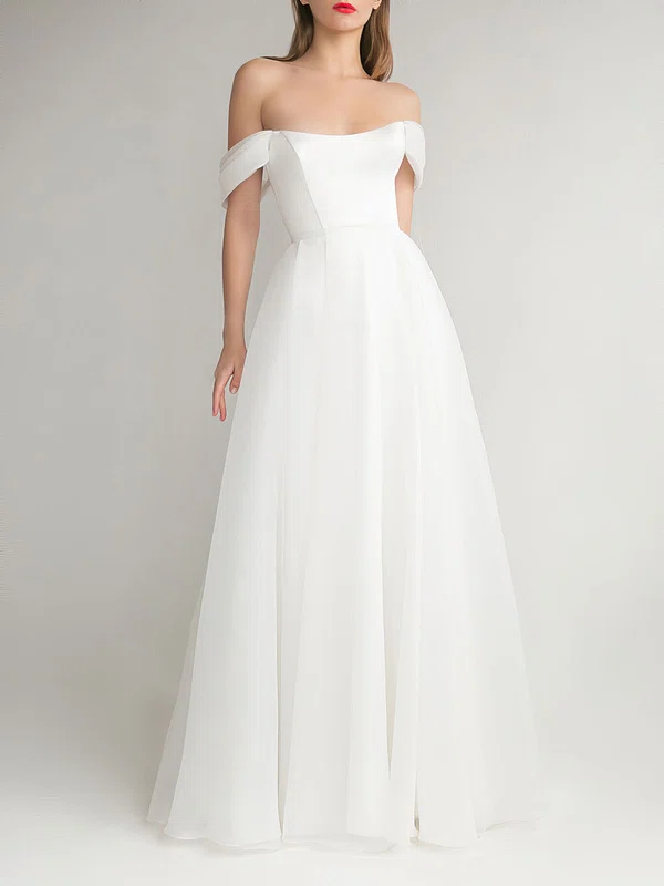 Ball Gown/Princess Off-the-shoulder Organza Floor-length Wedding Dress #UKM00027601