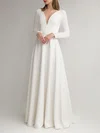 A-line Illusion Stretch Crepe Floor-length Wedding Dress #UKM00027612