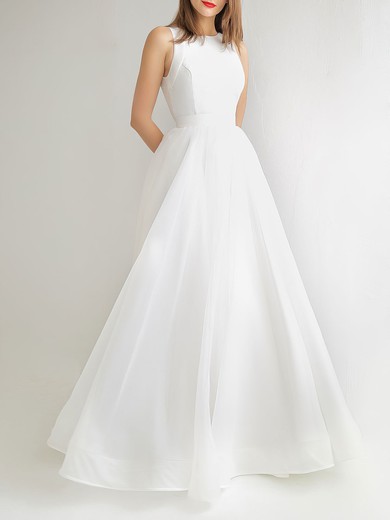 Ball Gown/Princess Scoop Neck Organza Floor-length Wedding Dress #UKM00027613