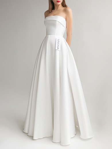 Ball Gown/Princess Straight Satin Floor-length Wedding Dress #UKM00027614