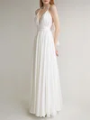 A-line Halter Chiffon Floor-length Wedding Dress With Split Front #UKM00027641