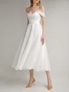 Ball Gown/Princess Off-the-shoulder Chiffon Tea-length Wedding Dress #UKM00027643