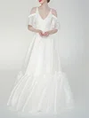 Ball Gown/Princess Off-the-shoulder Satin Floor-length Wedding Dress With Ruffles #UKM00027646