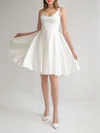 Ball Gown/Princess Scoop Neck Satin Short/Mini Wedding Dress With Ruched #UKM00027649