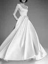 Ball Gown/Princess Scoop Neck Satin Sweep Train Wedding Dress #UKM00027665