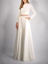 A-line Scoop Neck Satin Floor-length Wedding Dress #UKM00027666