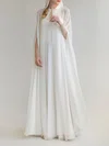 A-line Illusion Chiffon Floor-length Wedding Dress #UKM00027681