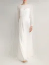 A-line Illusion Chiffon Floor-length Wedding Dress With Ruched #UKM00027685