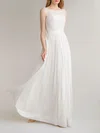 A-line Illusion Chiffon Floor-length Wedding Dress With Ruched #UKM00027688