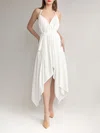 A-line Halter Chiffon Asymmetrical Wedding Dress #UKM00027703