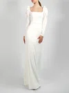 Sheath/Column Square Neckline Stretch Crepe Floor-length Wedding Dress #UKM00027730