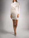 Sheath/Column High Neck Satin Short/Mini Wedding Dress #UKM00027733