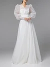 Ball Gown/Princess V-neck Organza Floor-length Wedding Dress #UKM00027735