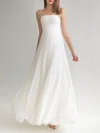 A-line Square Neckline Chiffon Floor-length Wedding Dress #UKM00027751