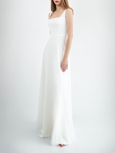 A-line Square Neckline Chiffon Floor-length Wedding Dress #UKM00027753