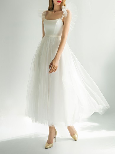 Ball Gown/Princess Scoop Neck Tulle Ankle-length Wedding Dress #UKM00027768