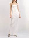 Sheath/Column Square Neckline Satin Floor-length Wedding Dress With Split Back #UKM00027776