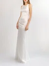 Sheath/Column Scoop Neck Satin Floor-length Wedding Dress #UKM00027777