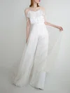 Sheath/Column V-neck Chiffon Floor-length Wedding Dress With Ruffles #UKM00027785