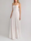 A-line Square Neckline Chiffon Floor-length Wedding Dress #UKM00027801