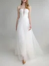 A-line Straight Tulle Floor-length Wedding Dress #UKM00027805