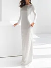 Sheath/Column Scoop Neck Stretch Crepe Floor-length Wedding Dress With Split Back #UKM00027807