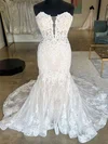 Trumpet/Mermaid Sweetheart Tulle Court Train Wedding Dress With Appliques Lace #UKM00027850
