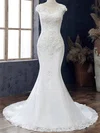 Trumpet/Mermaid Illusion Tulle Court Train Wedding Dress With Appliques Lace #UKM00028109