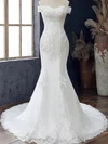 Trumpet/Mermaid Off-the-shoulder Tulle Court Train Wedding Dress With Appliques Lace #UKM00028111