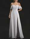 A-line Sweetheart Chiffon Floor-length Wedding Dress With Split Front #UKM00028118