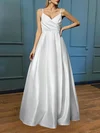 Ball Gown/Princess V-neck Satin Floor-length Wedding Dress With Ruched #UKM00028120