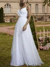 Ball Gown/Princess V-neck Tulle Velvet Sequin Floor-length Wedding Dress #UKM00028121